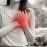 Hidden Heart Risks Haunting Millions of Women Woman holding her chest in pain outdoors