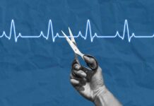 The ‘Good Fat’ That Slashes Heart Disease Risk A hand holding scissors above a heartbeat line on a blue background