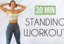 30 Min Full Body HIIT Workout For Beginners 30 MIN FULL BODY HIIT - All Standing, No Repeats, Warm Up & Cool Down
