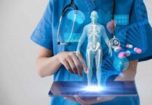 Chicago Surgeon Rewrites Chronic Pain Management Healthcare professional uses tablet with medical holograms