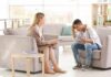 Teen talking with therapist in a bright office