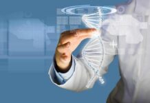Forget Genes: This Predicts Longer Life Scientist touching a digital DNA helix