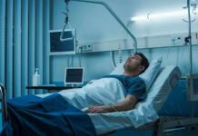 Prostate Cancer: Miss This Test, Pay Later Man lying in a hospital bed with monitors and IV equipment