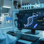Feel-Good Activities Linked To Slower Aging At The DNA Level Scientist analyzing DNA model on computer in laboratory